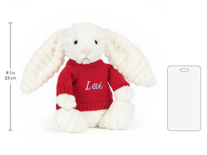 Bashful Luxe Bunny Nimbus with Personalized Red Jumper