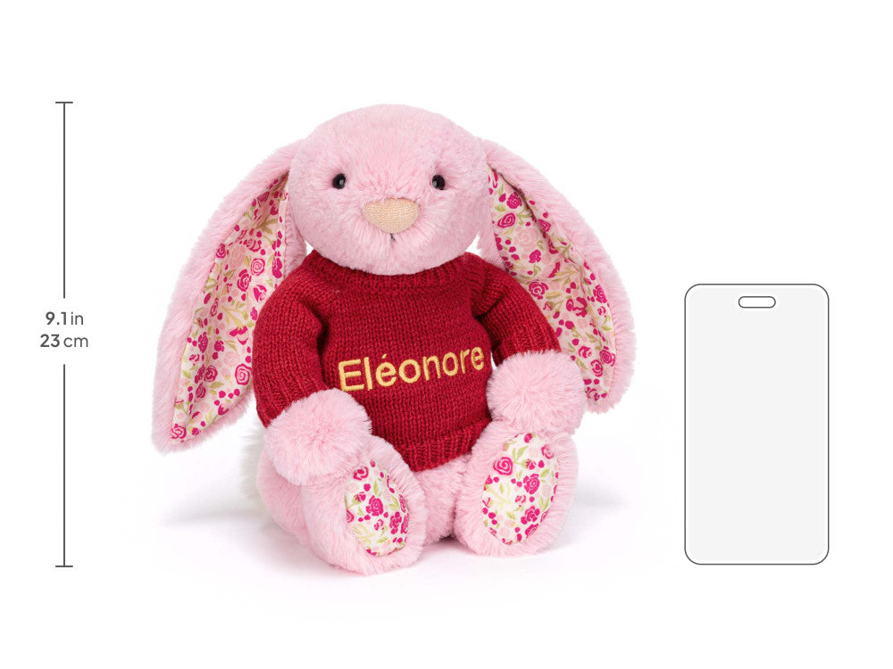 Blushkin Blossom Luxe Bunny with Personalized Red Jumper