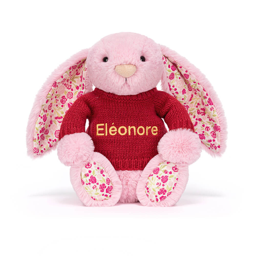 Blushkin Blossom Luxe Bunny with Personalized Red Jumper