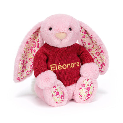 Blushkin Blossom Luxe Bunny with Personalized Red Jumper