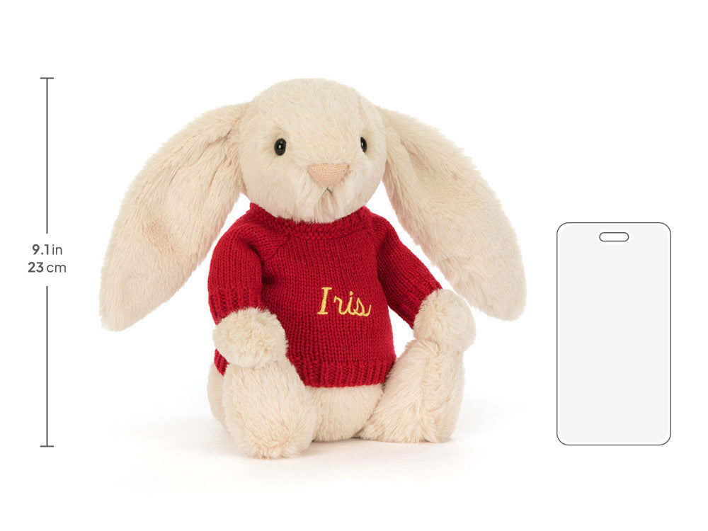 Bashful Luxe Bunny Willow with Personalized Red Jumper