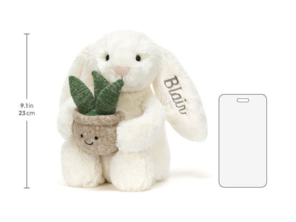 Personalized Cream Bunny with Plant