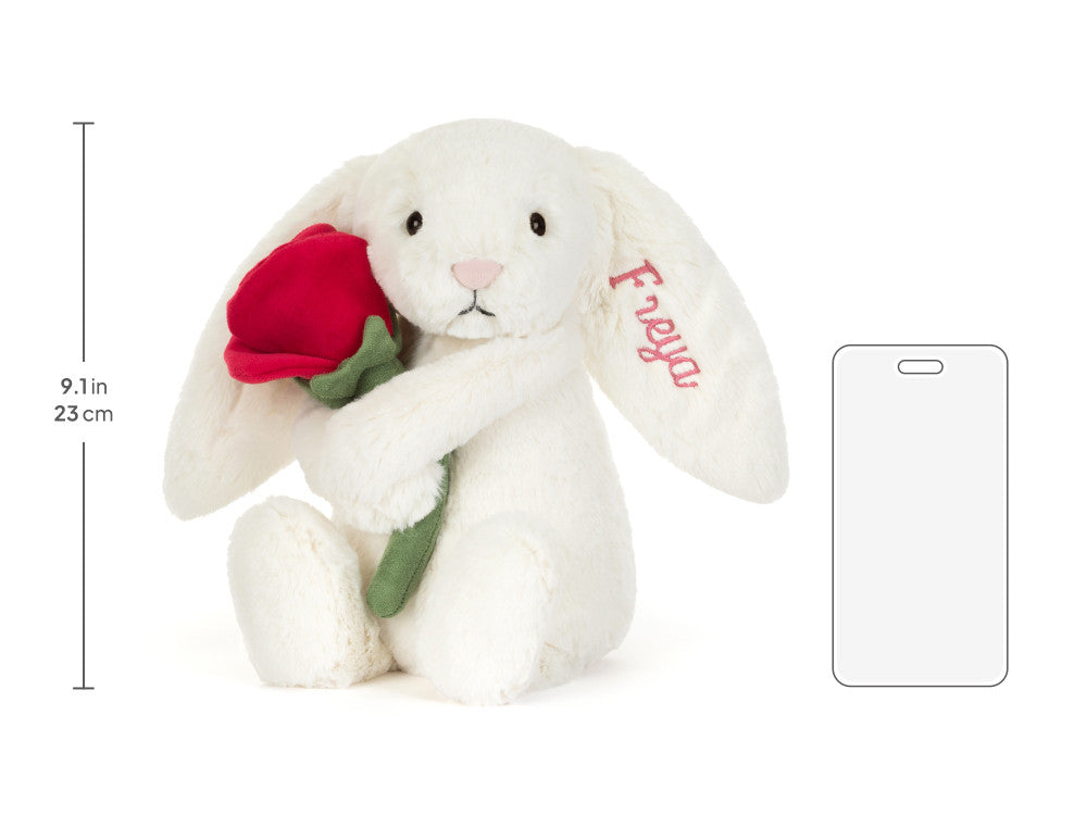 Personalized Cream Bunny with Rose